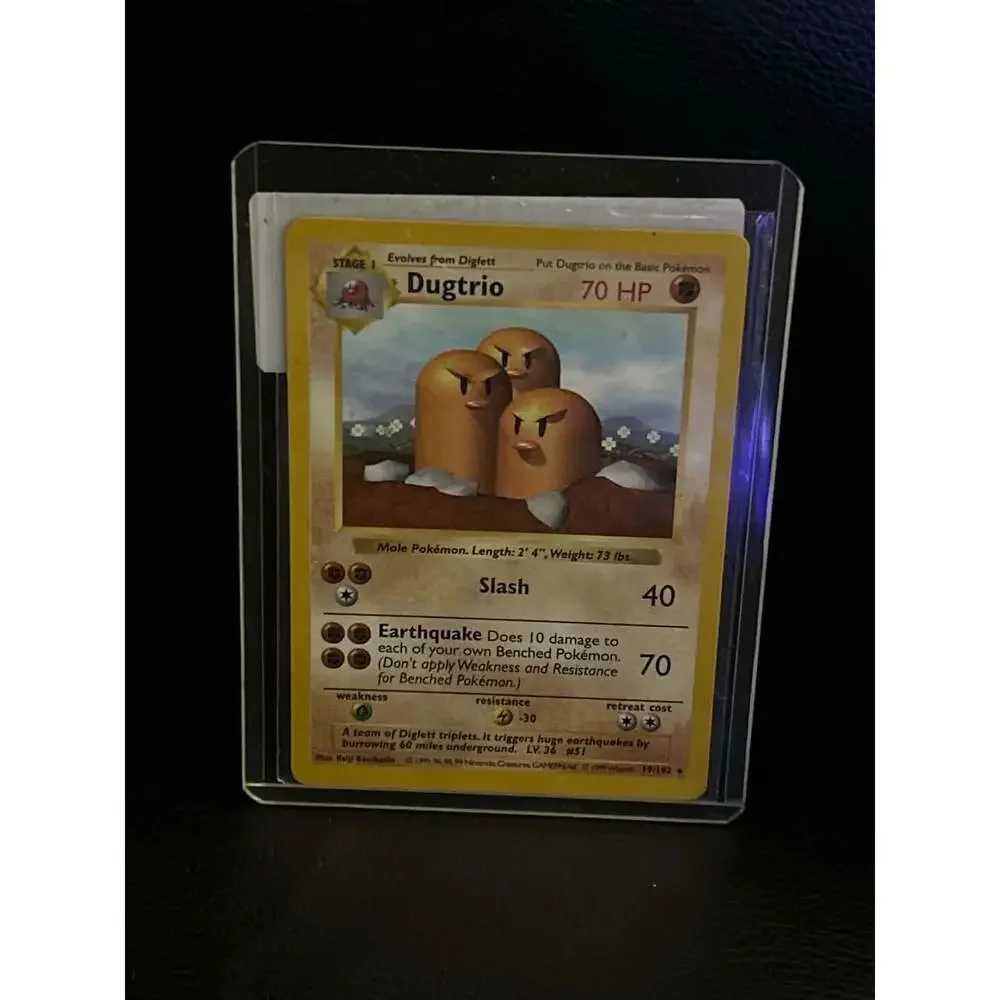 Dugtrio 019/102 Base Set (Shadowless) Rare Pokemon Unlimited Lightly Played Eng